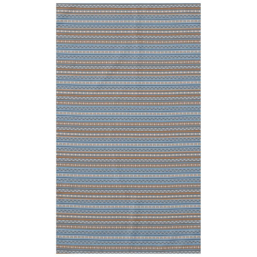 Zuidwestelijke Stijl Blauw Bruin Geometrisch Patro Tafelkleed (Voorkant)