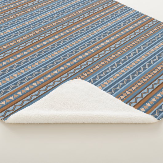 Zuidwestelijke Stijl Blauw en Bruin Geometrisch Gr Sherpa Deken (3/4)