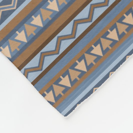 Zuidwestelijke Stijl Blauw en Bruin Geometrisch Kl Fleece Deken (Hoek)