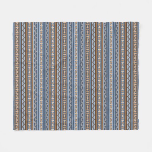 Zuidwestelijke Stijl Blauw en Bruin Geometrisch Me Fleece Deken (Voorkant (Horizontaal))