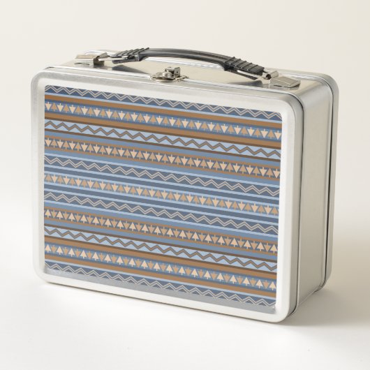 Zuidwestelijke Stijl Blauw en Bruin Geometrisch Pa (Voorkant)