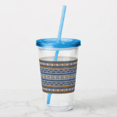 Zuidwestelijke Stijl Blauw en Bruin Geometrisch Pa Acryl Drinkbeker (Achterkant)