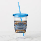 Zuidwestelijke Stijl Blauw en Bruin Geometrisch Pa Acryl Drinkbeker (Links)