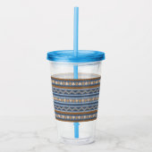 Zuidwestelijke Stijl Blauw en Bruin Geometrisch Pa Acryl Drinkbeker (Voorkant)