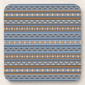 Zuidwestelijke Stijl Blauw en Bruin Geometrisch Pa Bier Onderzetter (Voorkant)