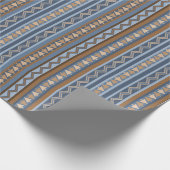 Zuidwestelijke Stijl Blauw en Bruin Geometrisch Pa Cadeaupapier (Hoek)