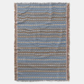 Zuidwestelijke Stijl Blauw en Bruin Geometrisch Pa Deken (Voorkant Verticaal)
