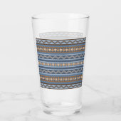 Zuidwestelijke Stijl Blauw en Bruin Geometrisch Pa Glas (Achterkant)