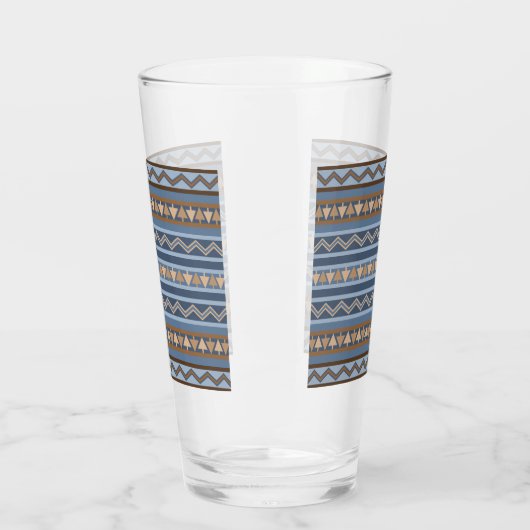 Zuidwestelijke Stijl Blauw en Bruin Geometrisch Pa Glas (Links)