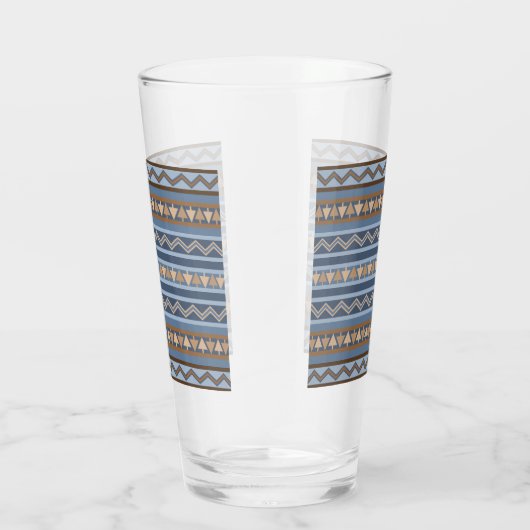 Zuidwestelijke Stijl Blauw en Bruin Geometrisch Pa Glas (Rechts)