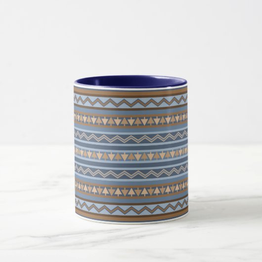 Zuidwestelijke Stijl Blauw en Bruin Geometrisch Pa Mok (Midden)