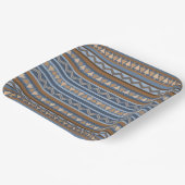 Zuidwestelijke Stijl Blauw en Bruin Geometrisch Pa Papieren Bordje (Gebogen)