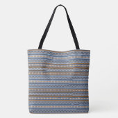 Zuidwestelijke Stijl Blauw en Bruin Geometrisch Pa Tote Bag (Achterkant)