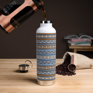 Zuidwestelijke stijl blauw en bruin geometrisch pa waterfles
