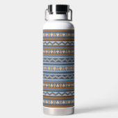 Zuidwestelijke Stijl Blauw en Bruin Geometrisch Pa Waterfles (Achterkant)