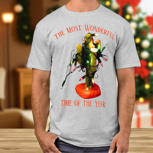 Zuidwestelijke stijl cactus kaars kerstlichtjes t-shirt
