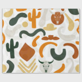 Zuidwestelijke stijl cactus stier schedel cowboy p cadeaupapier (Vlak)