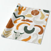 Zuidwestelijke stijl cactus stier schedel cowboy p cadeaupapier (Uitgerold)