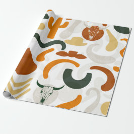 Zuidwestelijke stijl cactus stier schedel cowboy p cadeaupapier