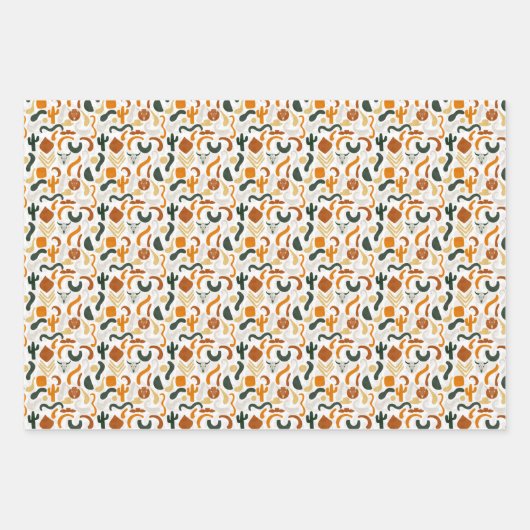 Zuidwestelijke stijl cowboy cactus stier schedel inpakpapier vel (Voorkant 3)