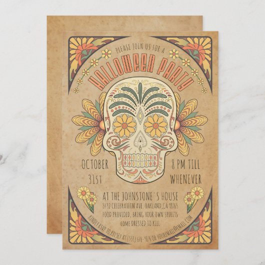 Zuidwestelijke stijl Halloween Party Uitnodigingen (Voorkant / Achterkant)