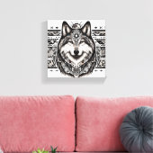 Zuidwestelijke Stijl Wolf Gezicht Canvas Print (Insitu (Woonkamer))