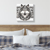 Zuidwestelijke Stijl Wolf Gezicht Canvas Print (Insitu (Slaapkamer))