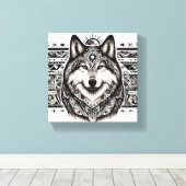 Zuidwestelijke Stijl Wolf Gezicht Canvas Print (Insitu (Houten vloer))