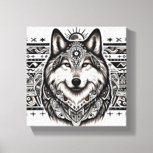 Zuidwestelijke Stijl Wolf Gezicht Canvas Print