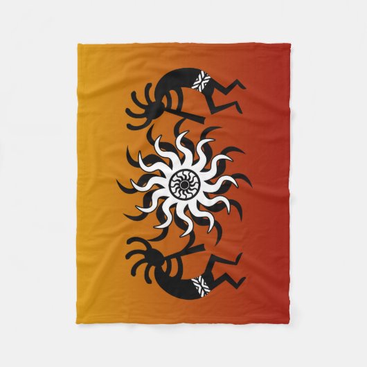 Zuidwestelijke Sunset Kokopelli Tribal Woestijn Fleece Deken (Voorkant)