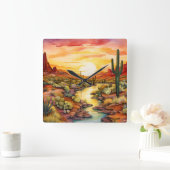 zuidwestelijke sunset wall clock vierkante klok (Huis)