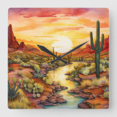 zuidwestelijke sunset wall clock vierkante klok (Voorkant)