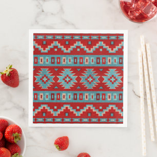 Zuidwestelijke Tafels Turquoise & Rood Servet