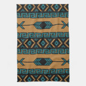 Zuidwestelijke Tan en Turquoise Azteekse Patroon Theedoek (Verticaal)
