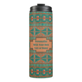 Zuidwestelijke Teal Koperen Geometrische Print Per Thermosbeker