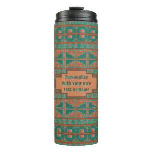 Zuidwestelijke Teal Koperen Geometrische Print Per Thermosbeker