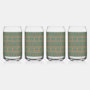 Zuidwestelijke Teal Koperen Kleuren Geometrisch Gl Blikvorm Glas