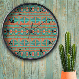 Zuidwestelijke Teal Koperen Kleuren Geometrisch Pa