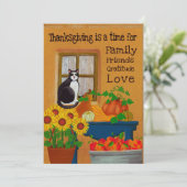Zuidwestelijke Thanksgiving met Cat Feestdagenkaart (Staand voorkant)
