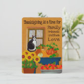 Zuidwestelijke Thanksgiving met Cat Flat Feestdagenkaart (Staand voorkant)