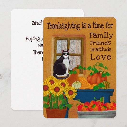 Zuidwestelijke Thanksgiving met Cat Flat Feestdagenkaart (Voorkant / Achterkant)