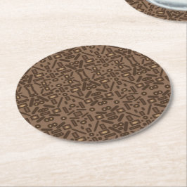 Zuidwestelijke Tribal Abstract Pattern Art Design Ronde Kartonnen Onderzetter