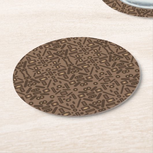 Zuidwestelijke Tribal Abstract Pattern Art Design Ronde Kartonnen Onderzetter (Gebogen)