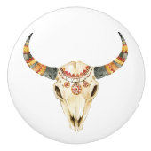 Zuidwestelijke Tribal Bull Skull 1 Keramische Knop (Voorkant)