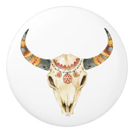 Zuidwestelijke Tribal Bull Skull 1 Keramische Knop