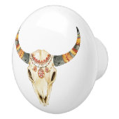 Zuidwestelijke Tribal Bull Skull 1 Keramische Knop (Rechts)