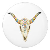 Zuidwestelijke Tribal Bull Skull 2 Keramische Knop (Voorkant)