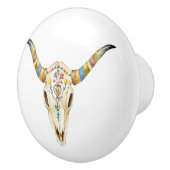 Zuidwestelijke Tribal Bull Skull 2 Keramische Knop (Rechts)