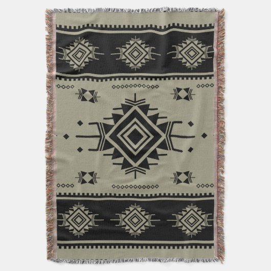 Zuidwestelijke Tribal Geometrische Geweven Tapijt  Deken (Voorkant Verticaal)