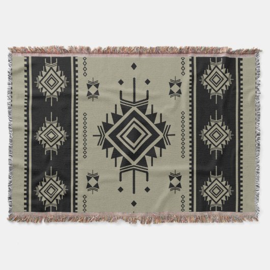 Zuidwestelijke Tribal Geometrische Geweven Tapijt Deken (Voorkant)